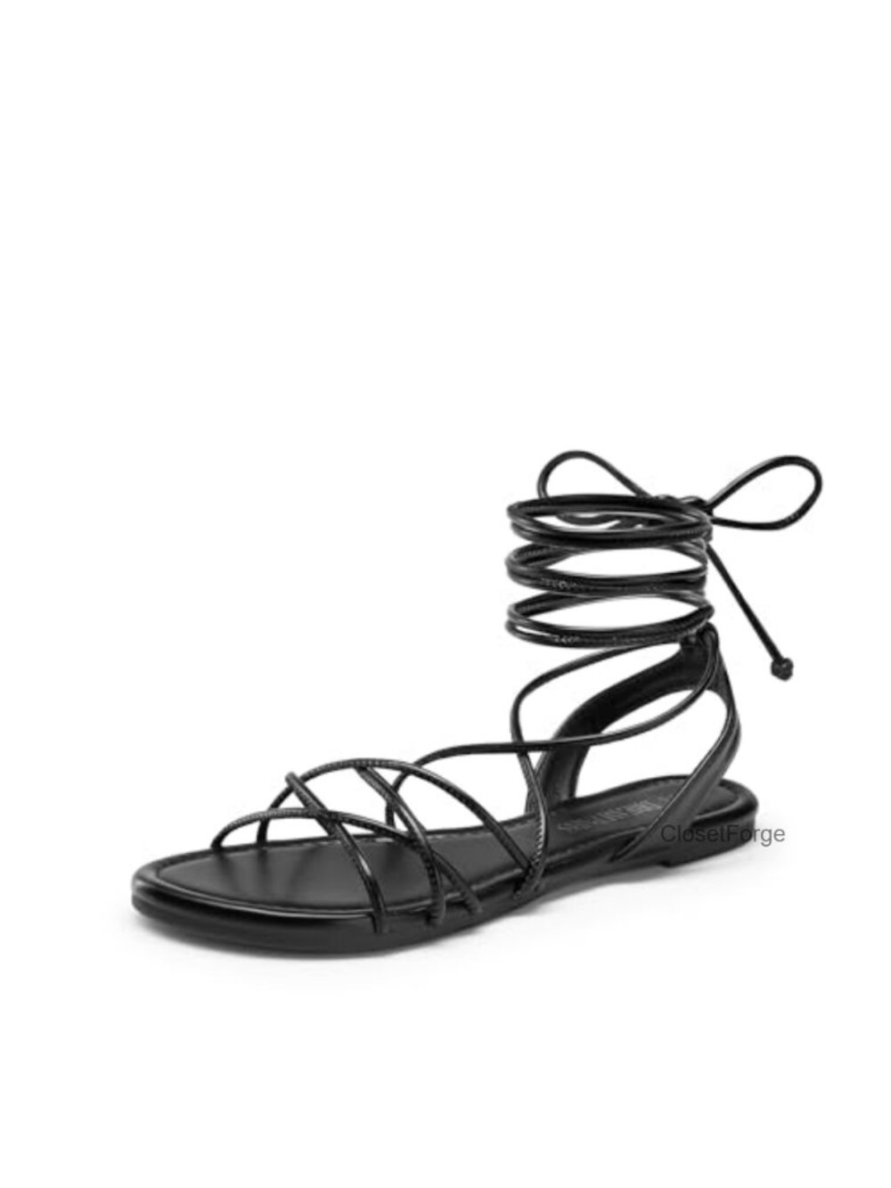 Women's Lace-up Strappy Flat Sandals Vegan Leather Summer Casual